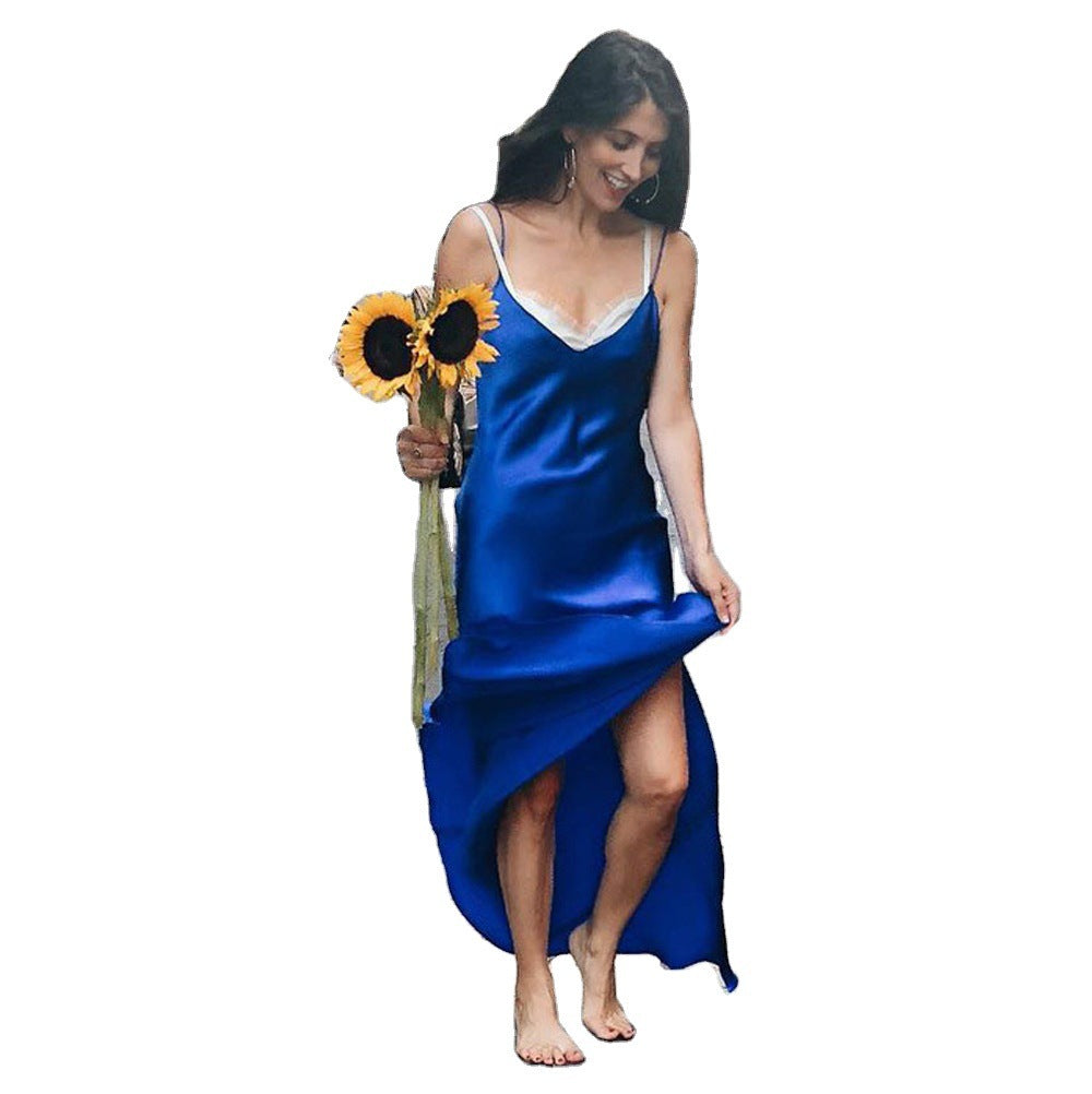 Elegant maxi dress for women with thin spaghetti straps and a fluid cut Lune London