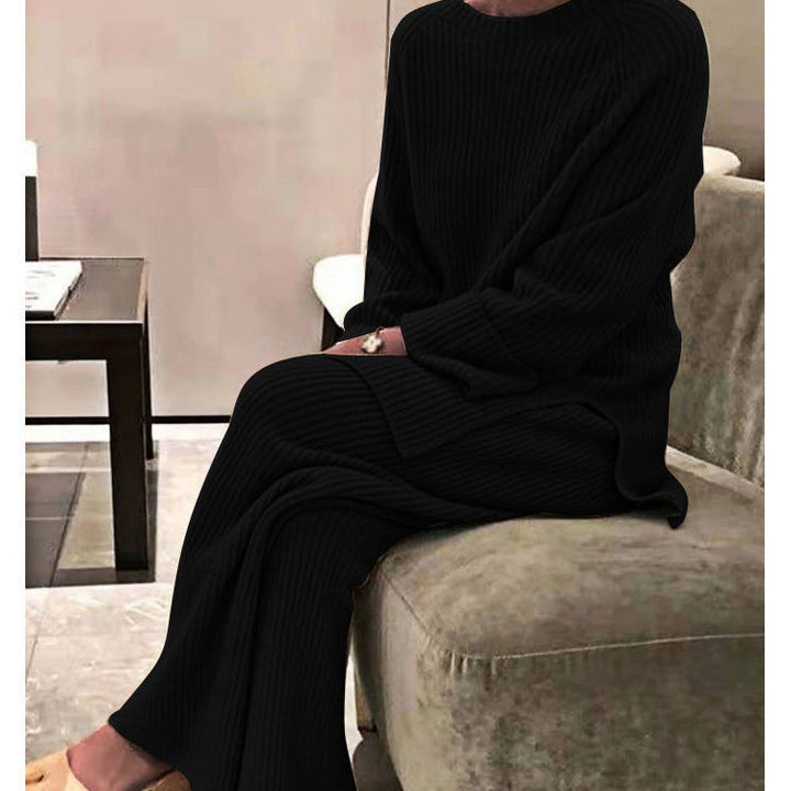 Ladies Comfortable Knit Suit In Modern Rib Design Lune London