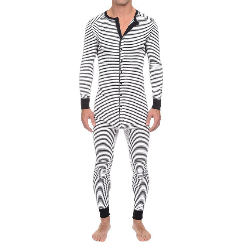 Men's Long Sleeve Pajama Set with Comfortable Button Design Lune London