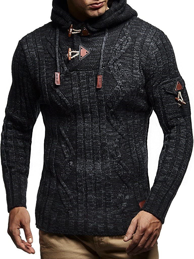 Chunky knit hoodie for men with decorative lace details Lune London