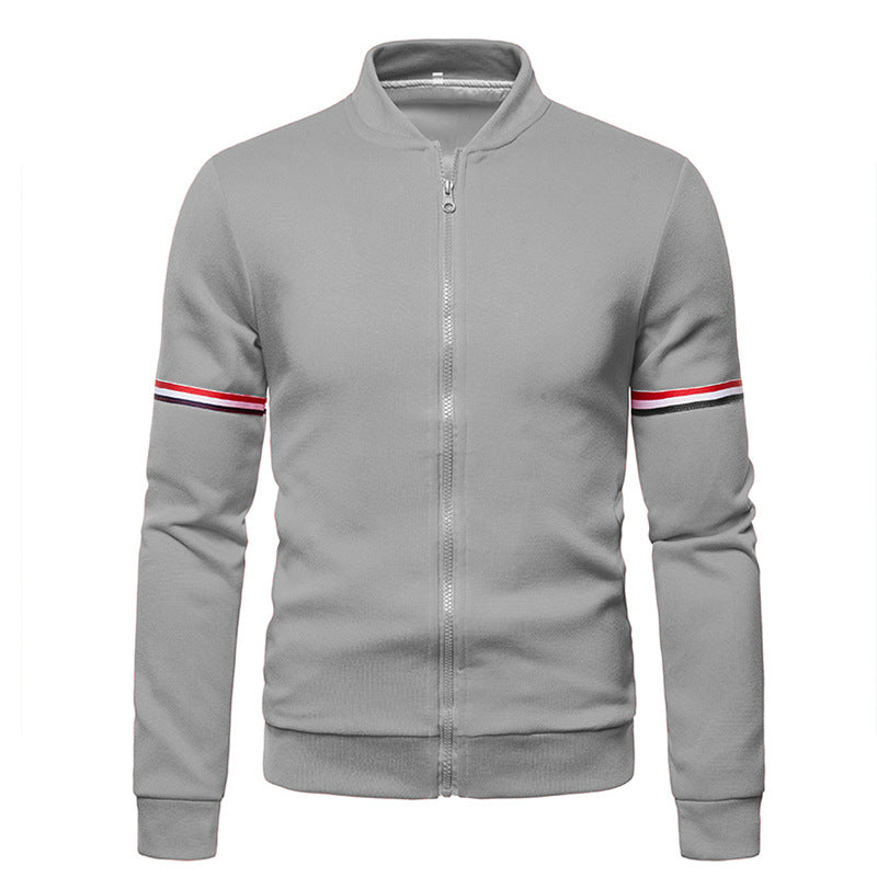 Men's zip-up sports jacket with textured surface and contrasting stripes Lune London