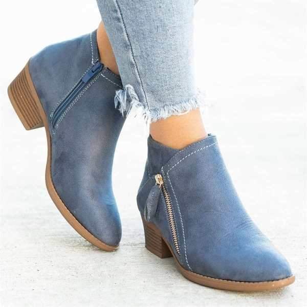 Lune London | Ankle boots - Soft suede - Side zipper - Comfortable low heel