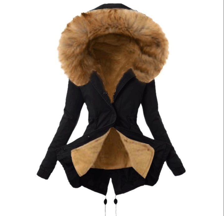 Ladies trendy parka with detachable fur collar Lune London