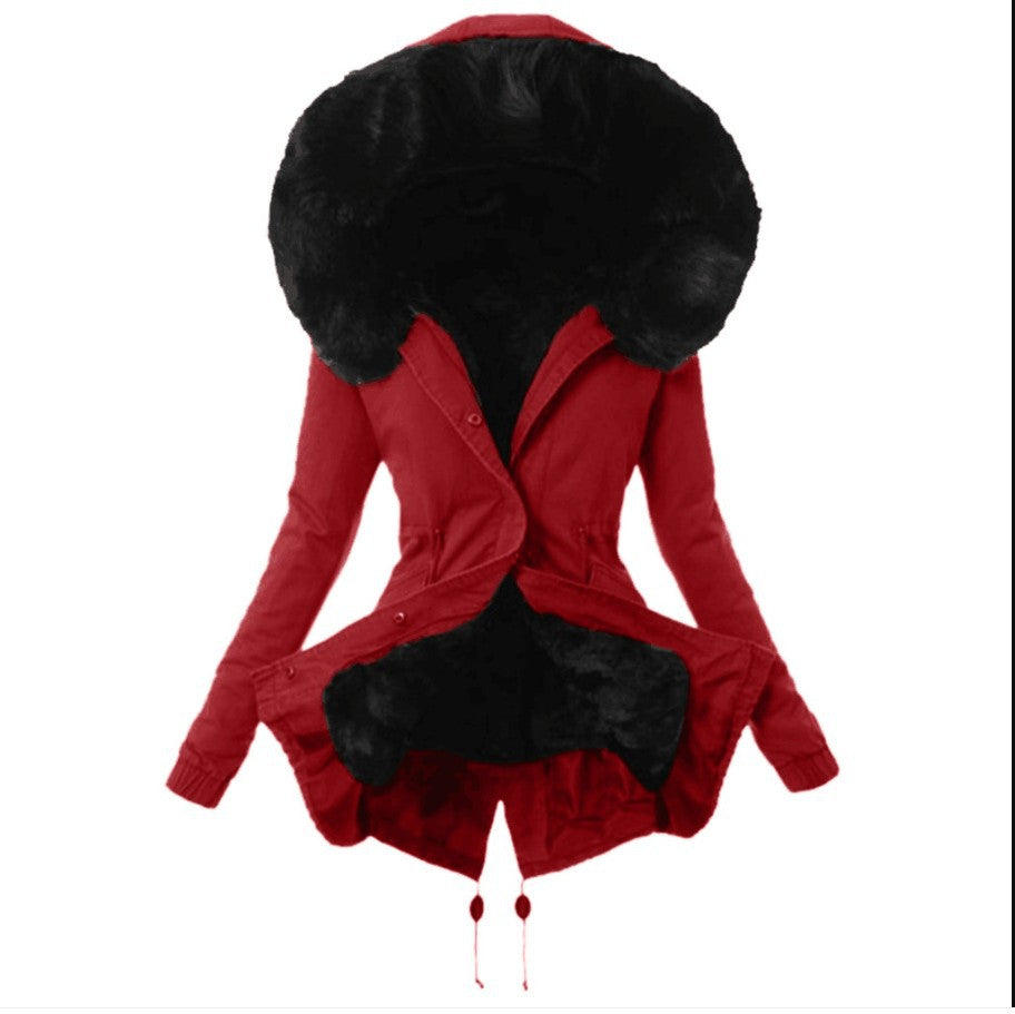 Ladies trendy parka with detachable fur collar Lune London