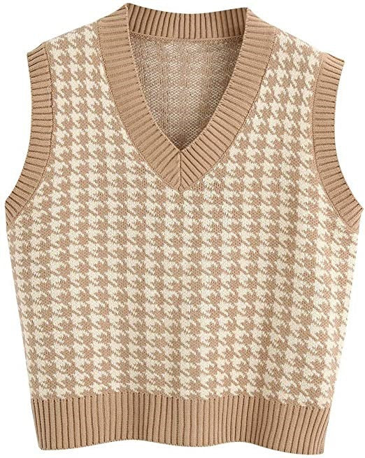 Knit vest for women with a modern checked pattern Lune London
