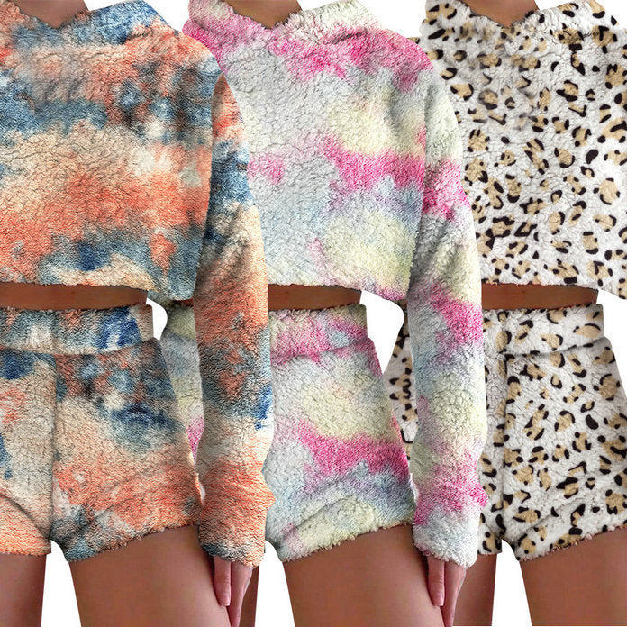 Short set with short sleeves for women in soft fur texture Lune London
