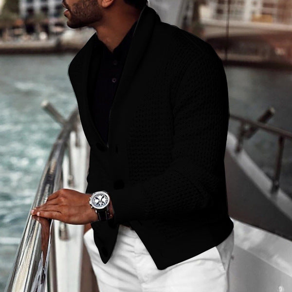 Casual knitted cardigan for men with innovative hole pattern and modern cut Lune London
