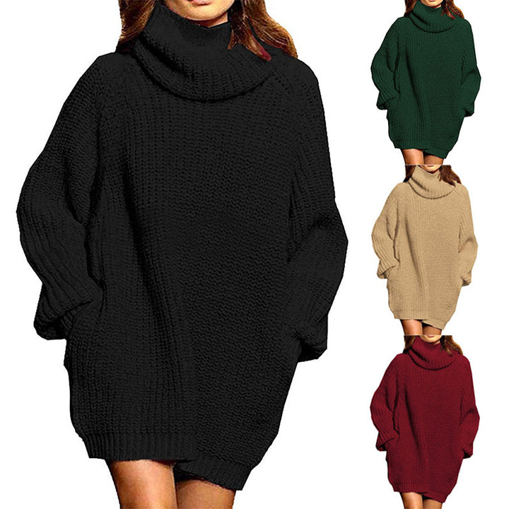 Oversized knitted sweater for women with high collar and relaxed sleeves Lune London