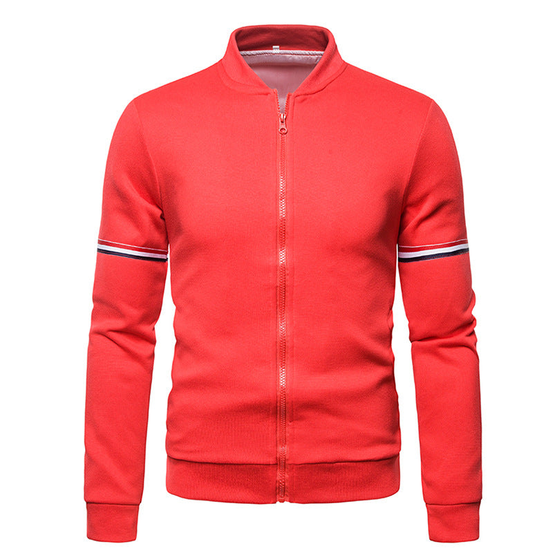 Men's zip-up sports jacket with textured surface and contrasting stripes Lune London