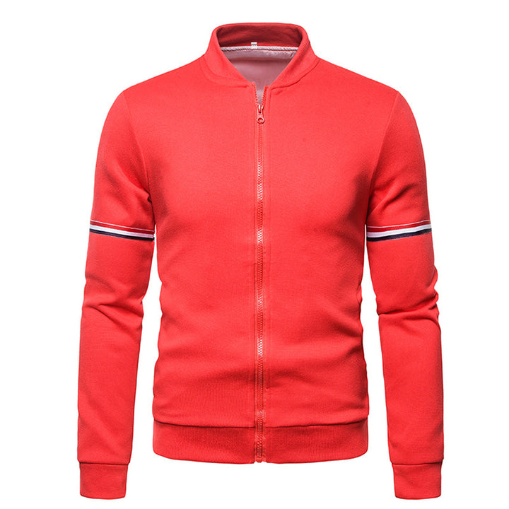 Men's zip-up sports jacket with textured surface and contrasting stripes Lune London