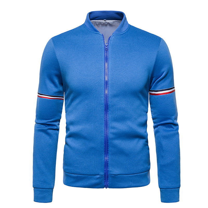 Men's zip-up sports jacket with textured surface and contrasting stripes Lune London