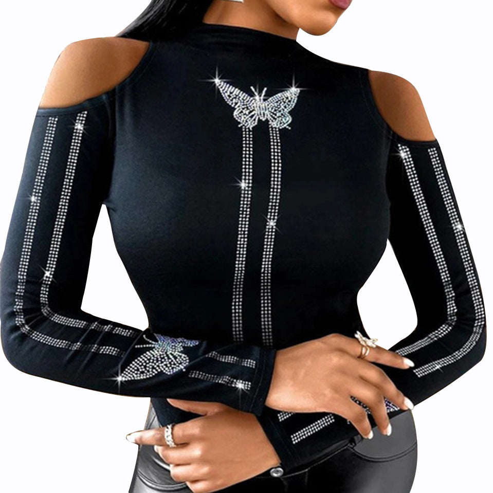 Ladies Elegant Top with Extravagant Armholes and Sparkling Appliqués Lune London