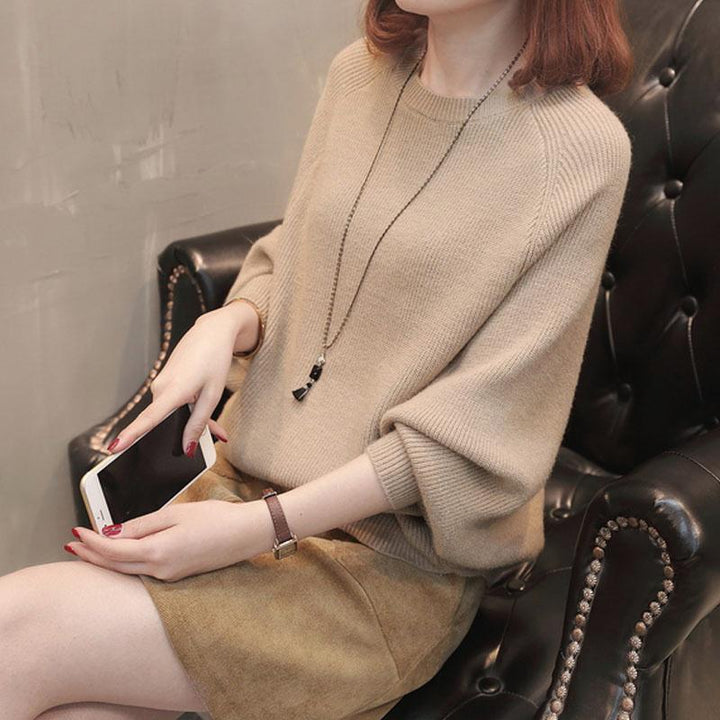 Women Comfortable Knit Sweater with Relaxed Fit and Loose Sleeves Lune London