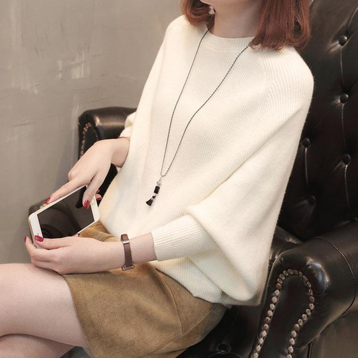 Women Comfortable Knit Sweater with Relaxed Fit and Loose Sleeves Lune London