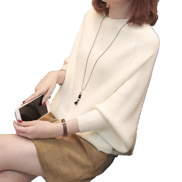 Women Comfortable Knit Sweater with Relaxed Fit and Loose Sleeves Lune London