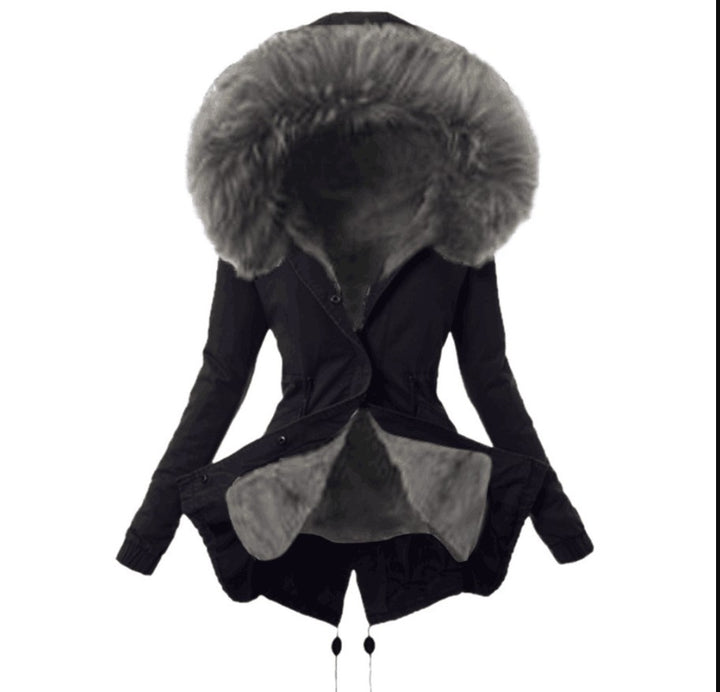 Ladies trendy parka with detachable fur collar Lune London