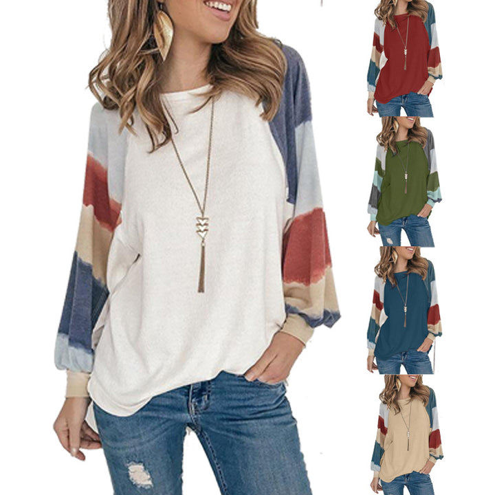 Fashionable women's sweatshirt with colorful puff sleeves and a relaxed fit Lune London