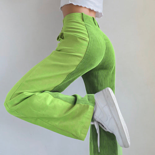 Elegant women's high-waisted corduroy pants with wide leg Lune London