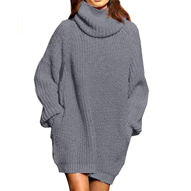 Oversized knitted sweater for women with high collar and relaxed sleeves Lune London