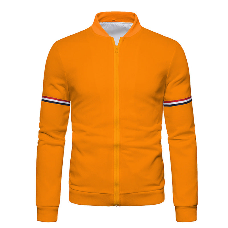 Men's zip-up sports jacket with textured surface and contrasting stripes Lune London