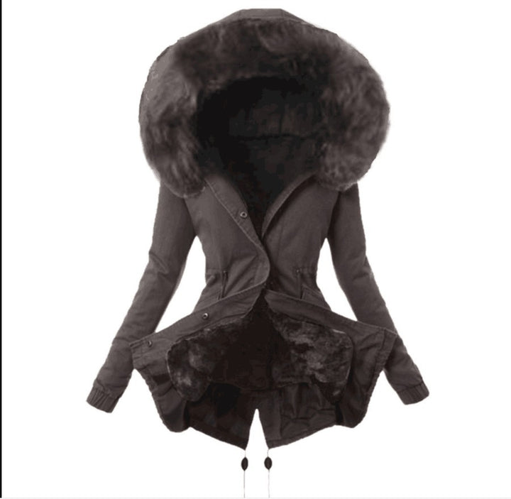 Ladies trendy parka with detachable fur collar Lune London