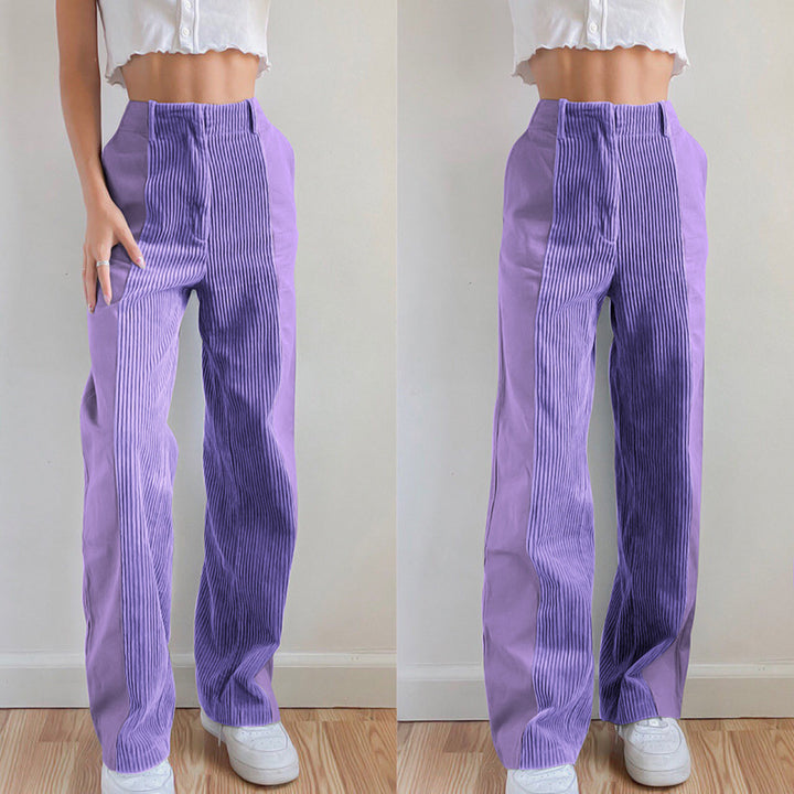 Elegant women's high-waisted corduroy pants with wide leg Lune London