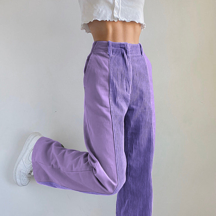 Elegant women's high-waisted corduroy pants with wide leg Lune London