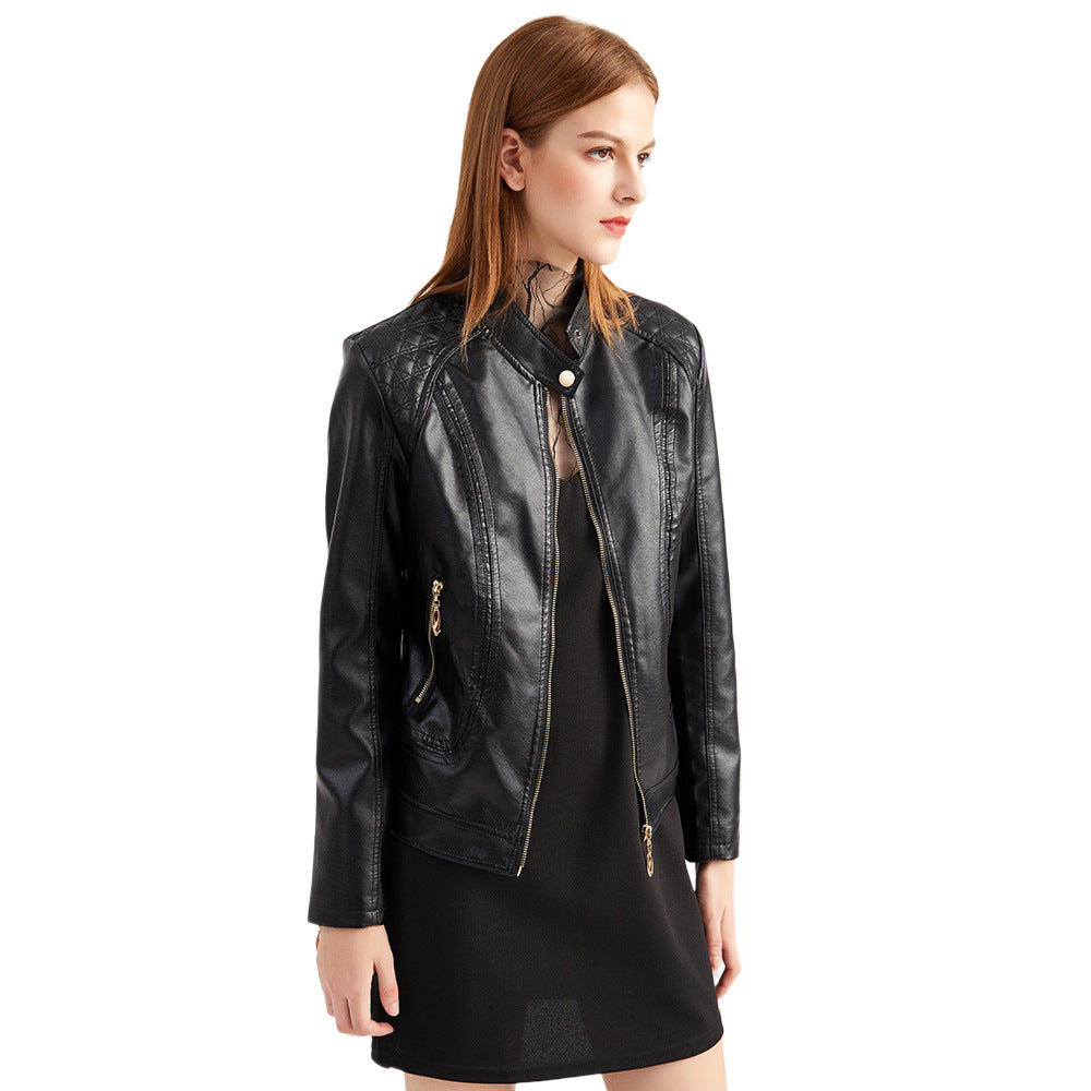 Women's faux leather jacket with trendy stitching details Lune London