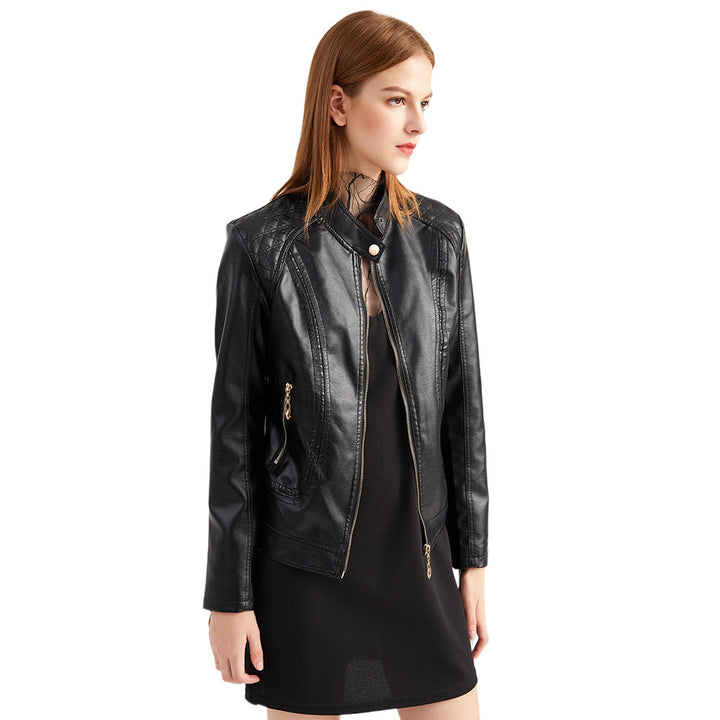 Women's faux leather jacket with trendy stitching details Lune London