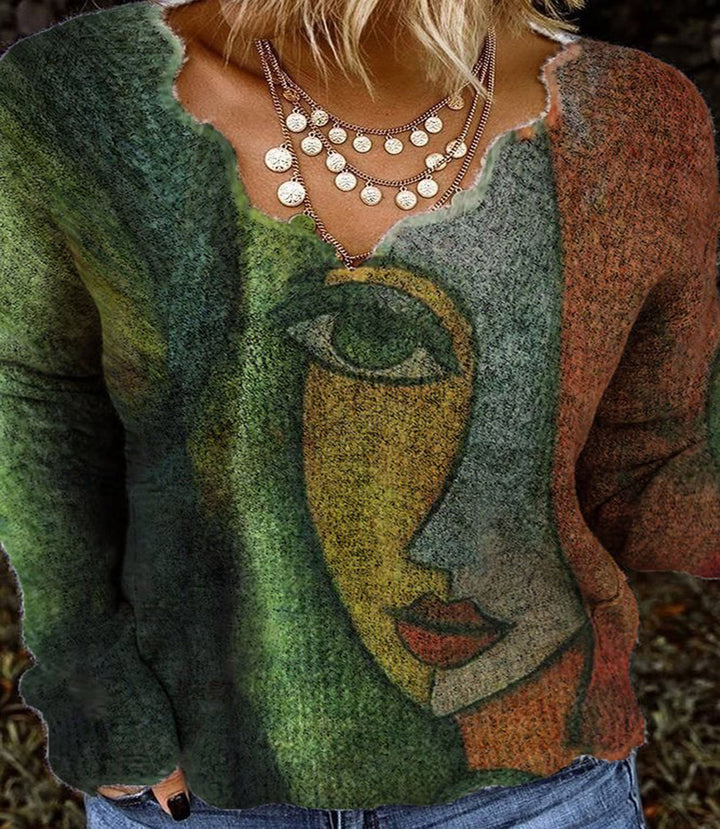 Lune London | Women's Artistic Sweater with V-neck