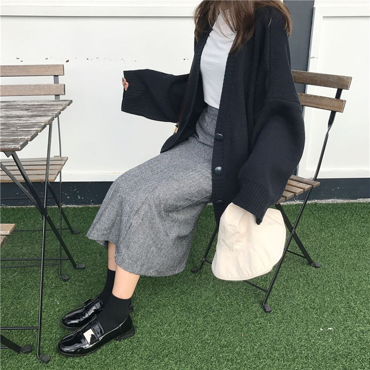 Cardigan tricoté pour femme large avec design décontracté et fermeture à boutons Chic & Stil