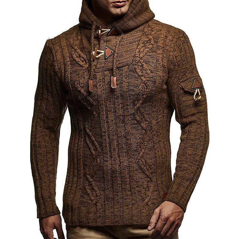 Chunky knit hoodie for men with decorative lace details Lune London