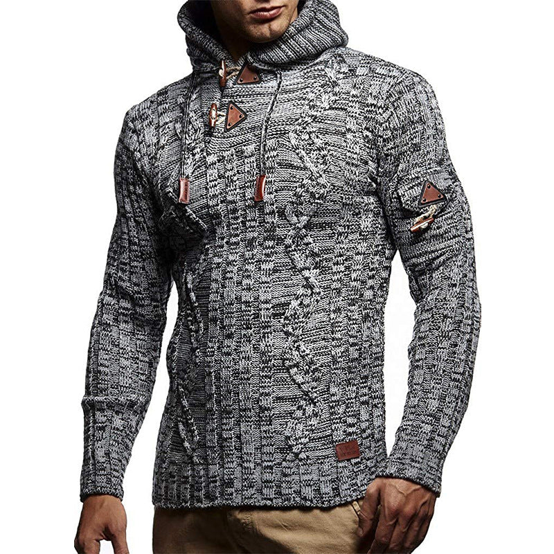 Chunky knit hoodie for men with decorative lace details Lune London