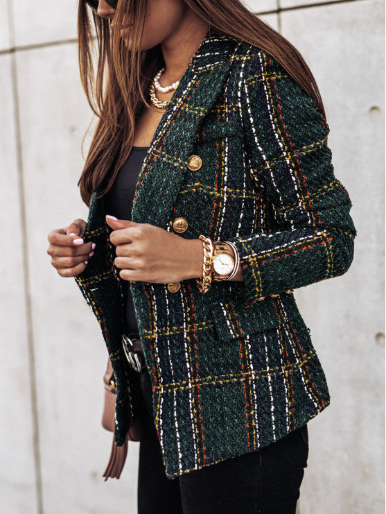 Ladies Double-Breasted Boucle Blazer with Textured Fabric Lune London