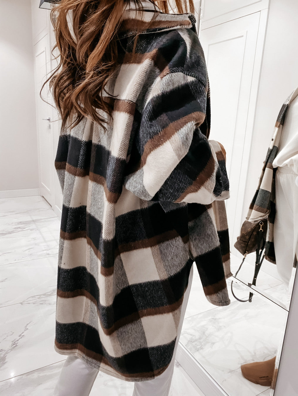 Ladies Casual Chic Plaid Hooded Jacket
