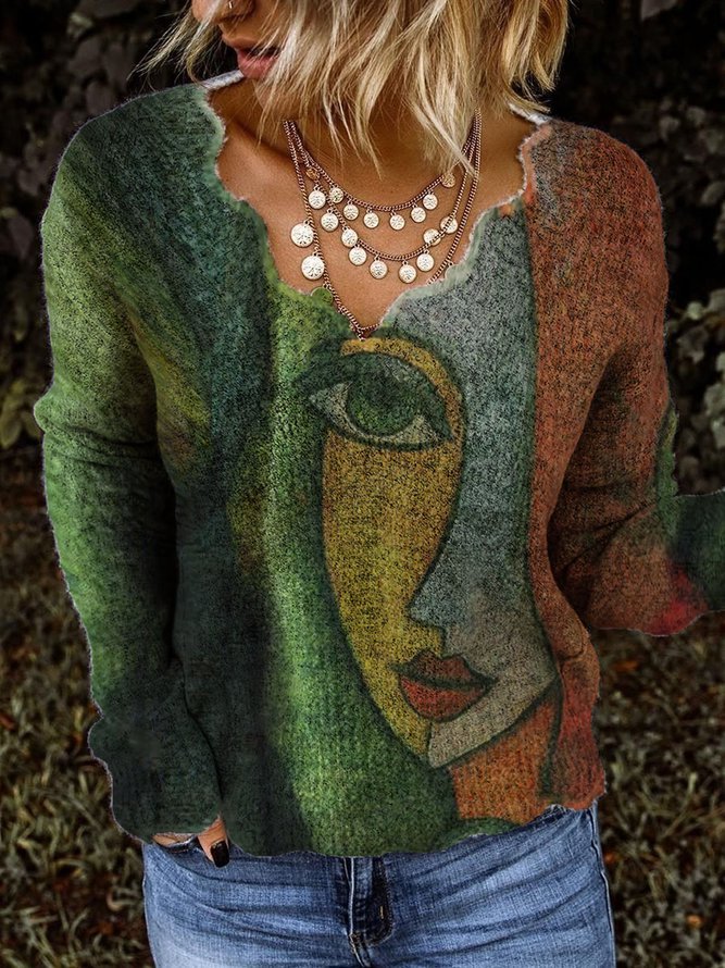 Lune London | Women's Artistic Sweater with V-neck