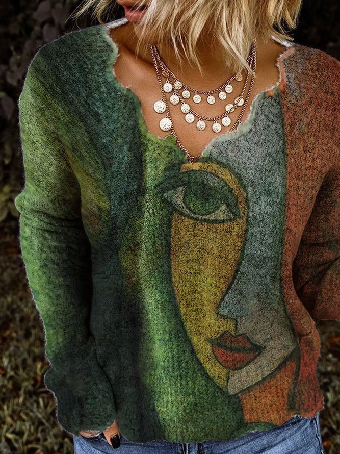 Lune London | Women's Artistic Sweater with V-neck