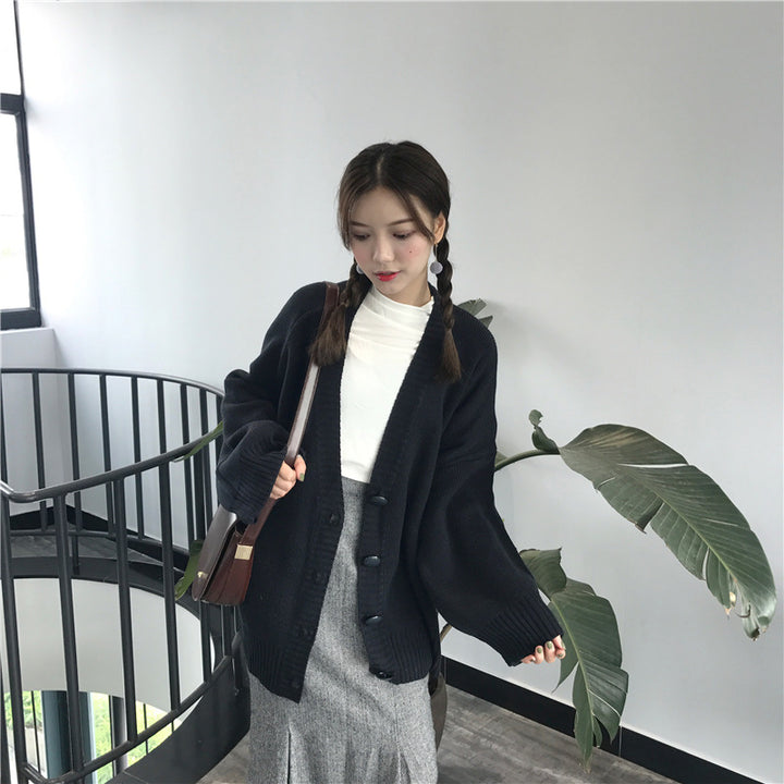 Cardigan tricoté pour femme large avec design décontracté et fermeture à boutons Chic & Stil