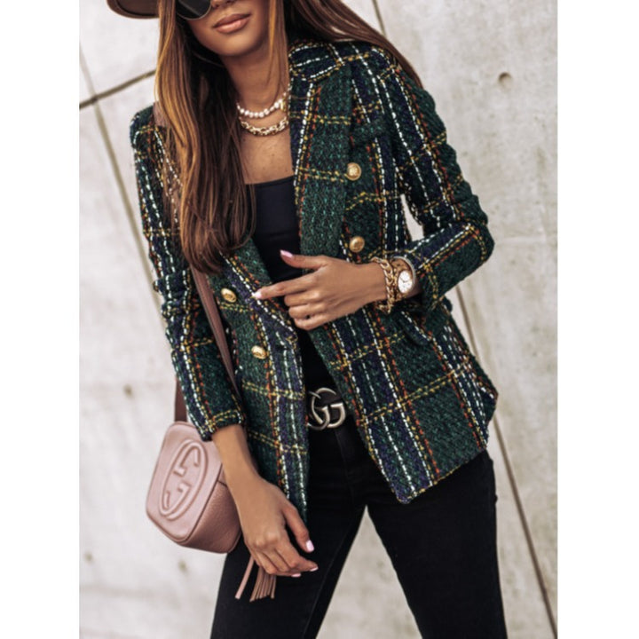 Ladies Chic and Stylish Double-Breasted Boucle Blazer