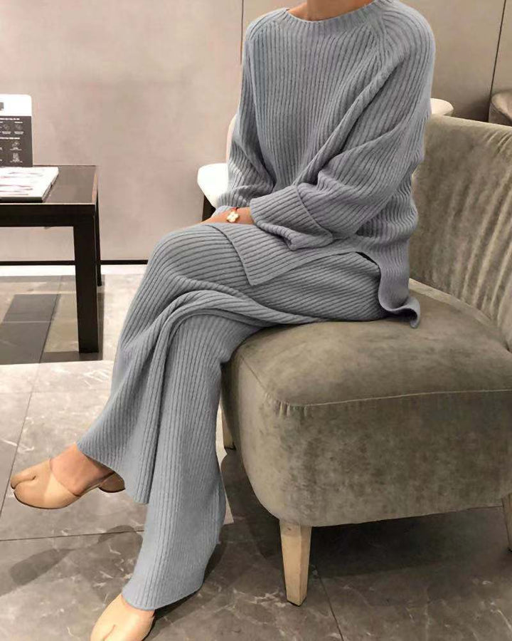 Ladies Comfortable Knit Suit In Modern Rib Design Lune London