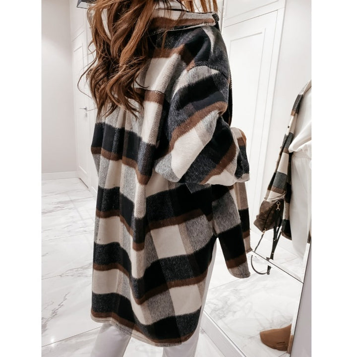 Ladies Casual Chic Plaid Hooded Jacket