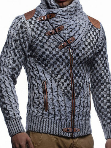 Fashion knit jacket for men with asymmetric zipper and unique cable pattern Lune London