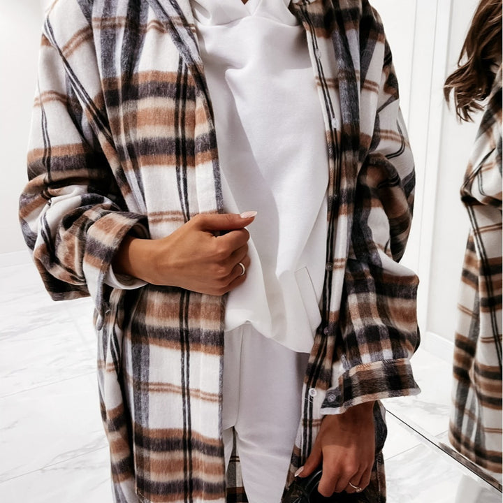 Ladies Casual Chic Plaid Hooded Jacket