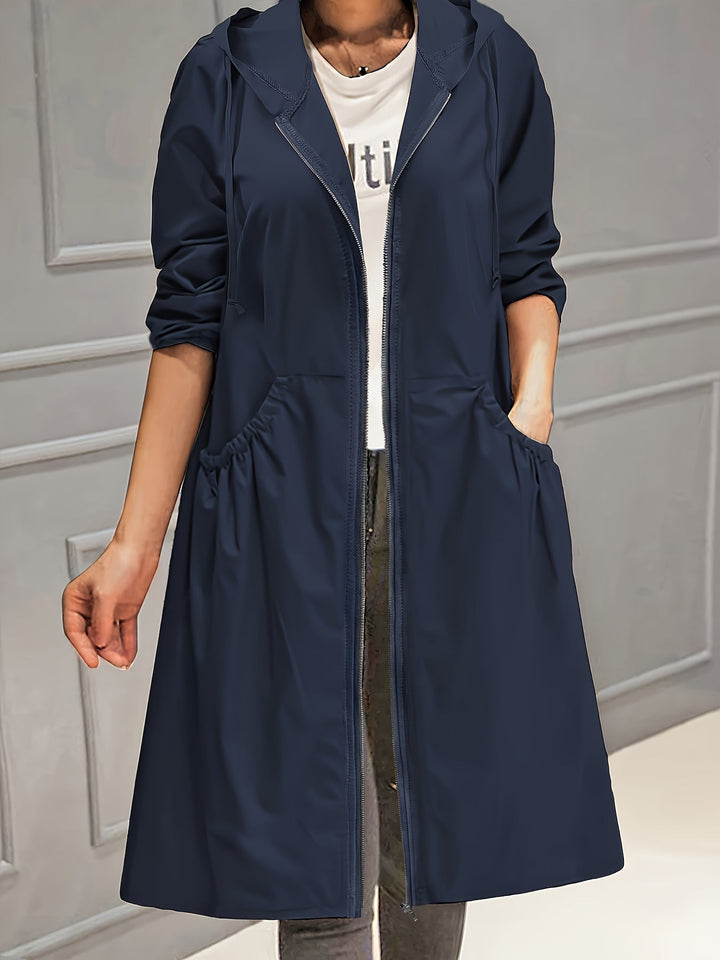 Lune London | Women's Casual Long Jacket with Hood and Zipper