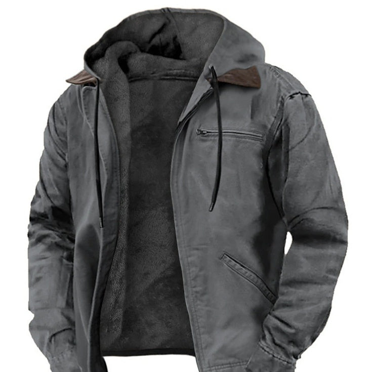 Chic Und Stil | Men's Jacket with Hood Zip Closure and Soft Fleece Lining