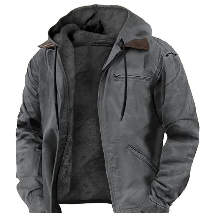 Chic Und Stil | Men's Jacket with Hood Zip Closure and Soft Fleece Lining