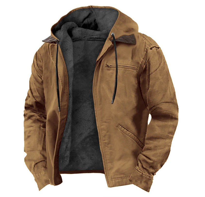 Chic Und Stil | Men's Jacket with Hood Zip Closure and Soft Fleece Lining