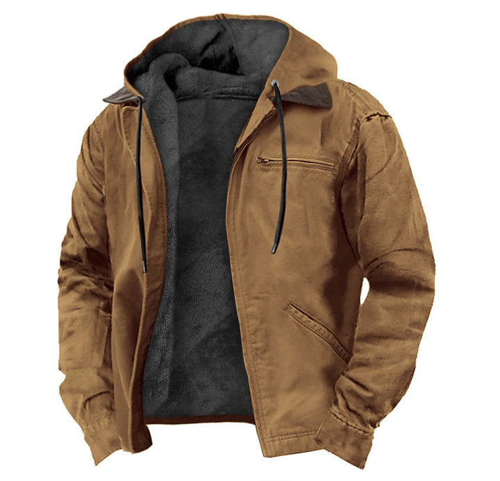 Chic Und Stil | Men's Jacket with Hood Zip Closure and Soft Fleece Lining