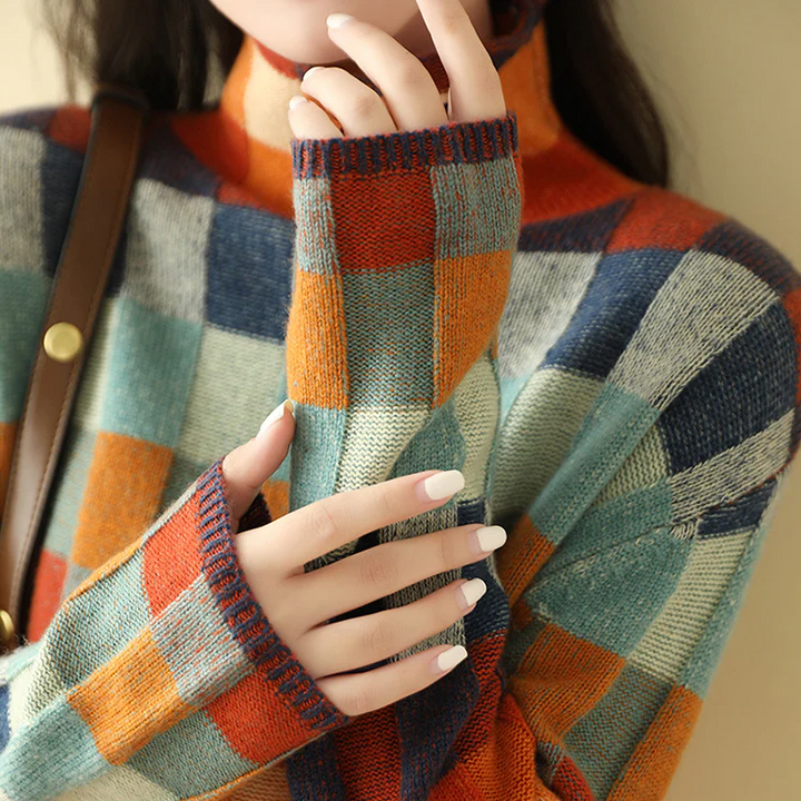 Lune London | Cozy colorblock plaid sweater for everyday style