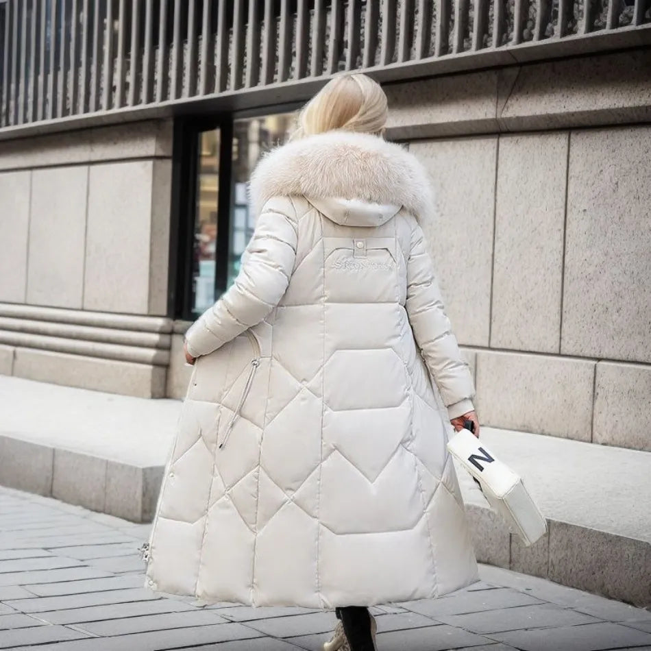 Long winter coat with fur hood